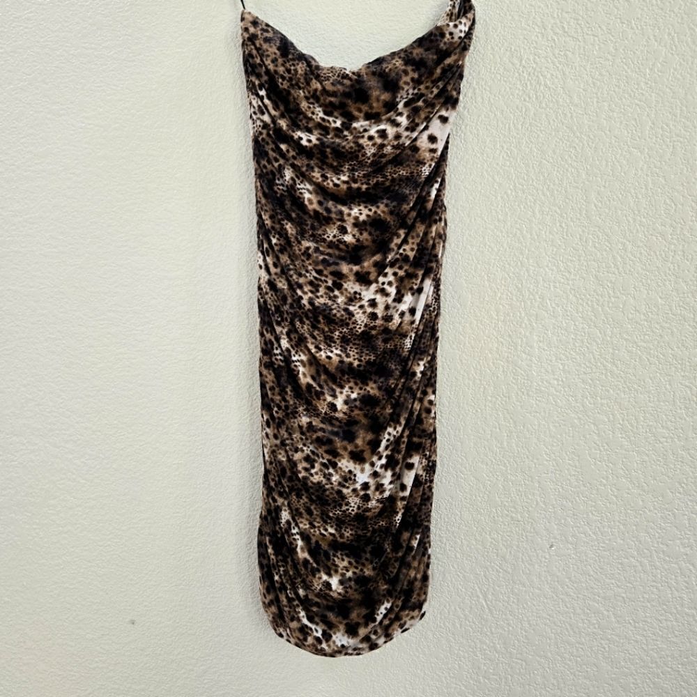 Velvet strapless Leopard mini dress size M New